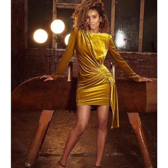 Miss Circle Aura Velvet Dress Ruched Hip Round Neck Side Sash Side Zip Sz M NEW - Picture 13 of 15